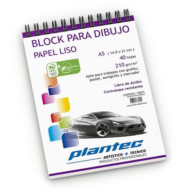 BLOCK PLANTEC DIBUJO A5 LISO de 210 g. x 40 h. Esp. S.