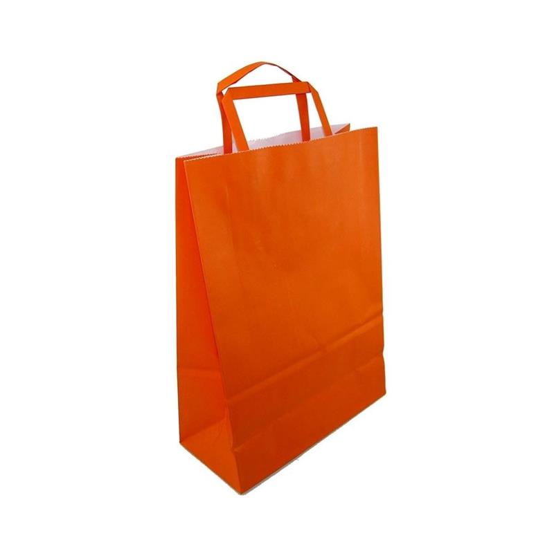 BOLSA PAPEL 22x10x30 con Manija Naranja