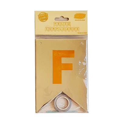 BANDERIN FELIZ CUMPLEAÑOS Metalizado Plata