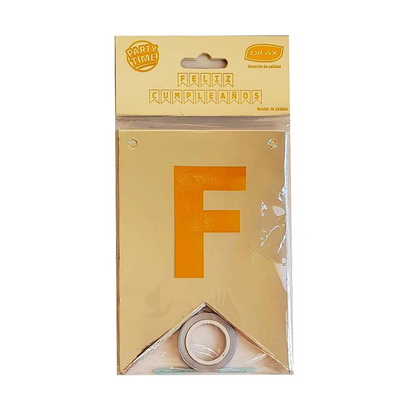 BANDERIN FELIZ CUMPLEAÑOS Metalizado Plata