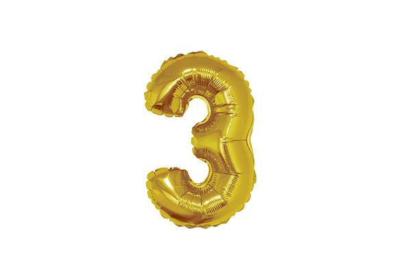 GLOBO NUMERO 3 36 cm. Metalizado Oro
