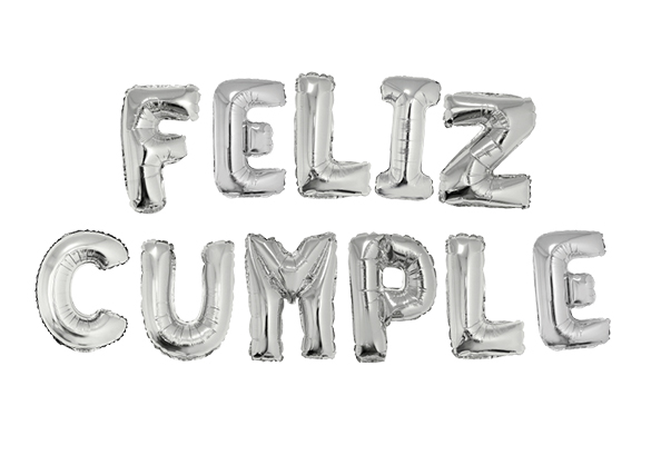 GLOBO FRASE FELIZ CUMPLE Metalizado Plata