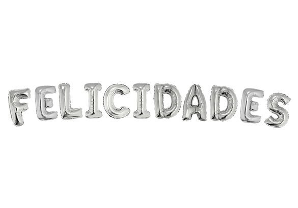 GLOBO FRASE FELICIDADES Metalizado Plata