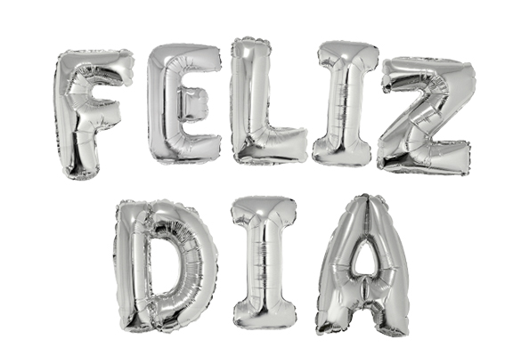 GLOBO FRASE FELIZ DIA Metalizado Plata