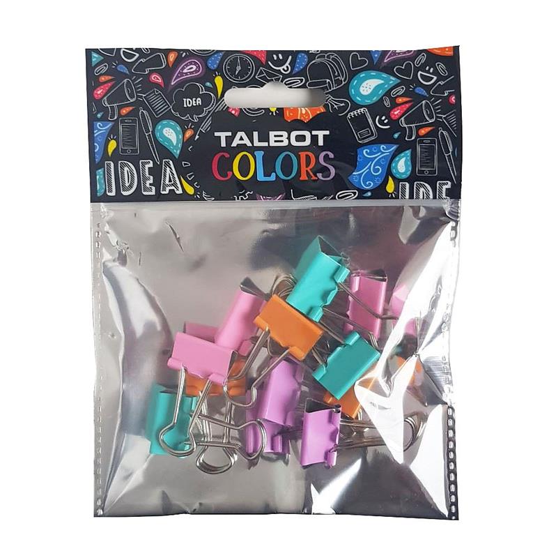 CLIP BINDER TALBOT 19 mm.  x 12 u. Colores pastel