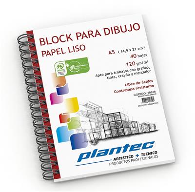 BLOCKDIBUJO A5 LISO de 120 g. x 40 h. Esp. L.