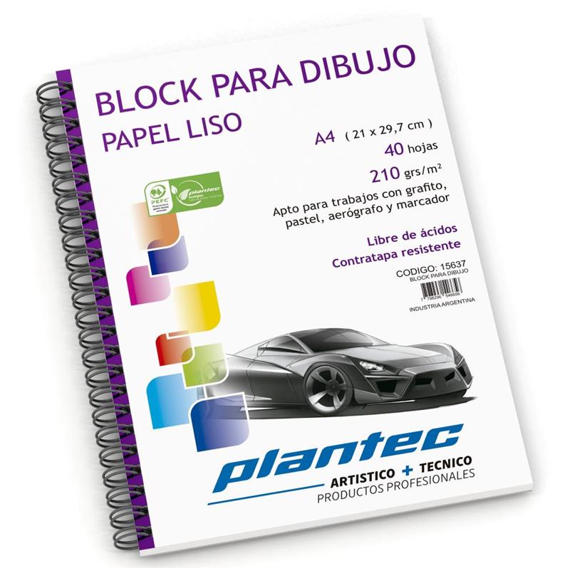BLOCK DIBUJO A4 LISO de 210 g. x 40 h. Esp. L.