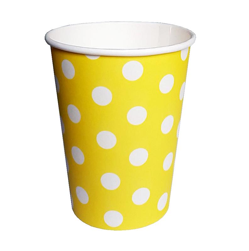 VASO POLIPAPEL 8 oz. x 10 u. Lunar Amarillo