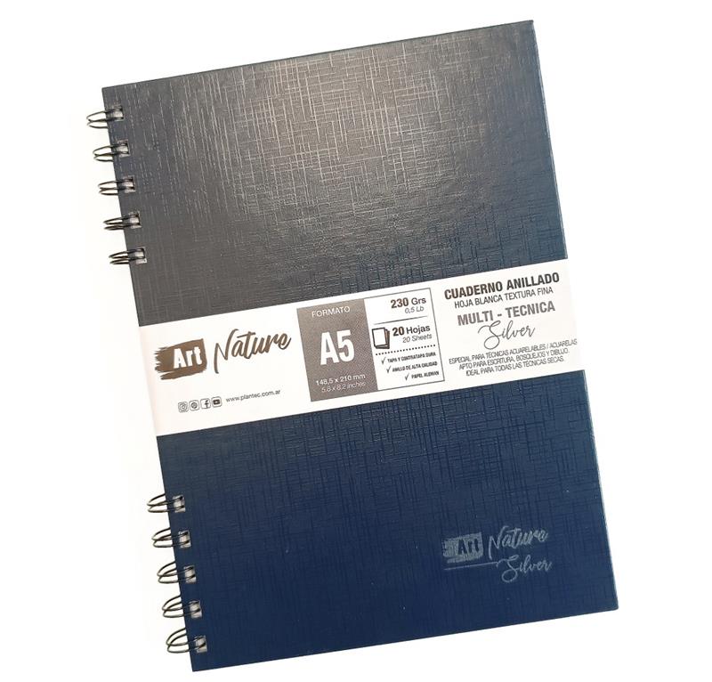 CUADERNO ART NATURE A5 Silver