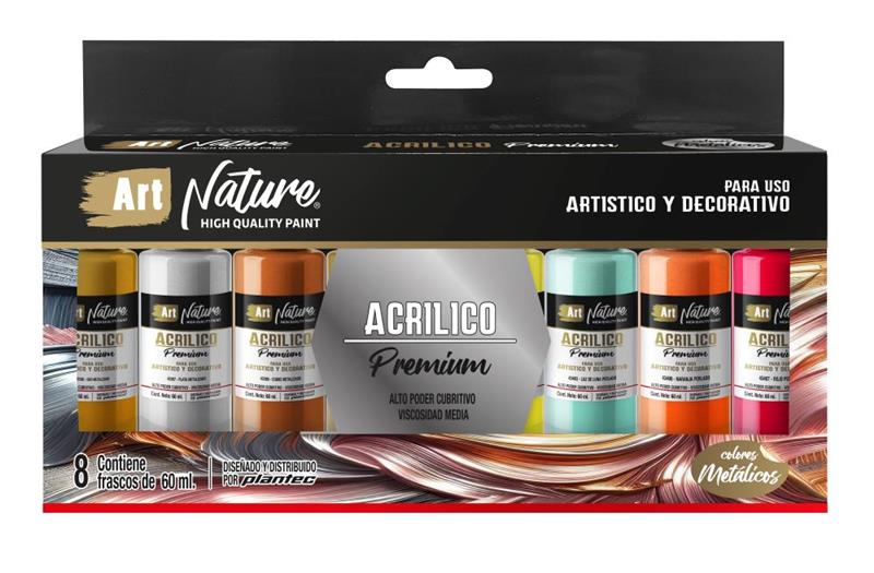 SET ART NATURE ACRILICO x 8 Metálicos
