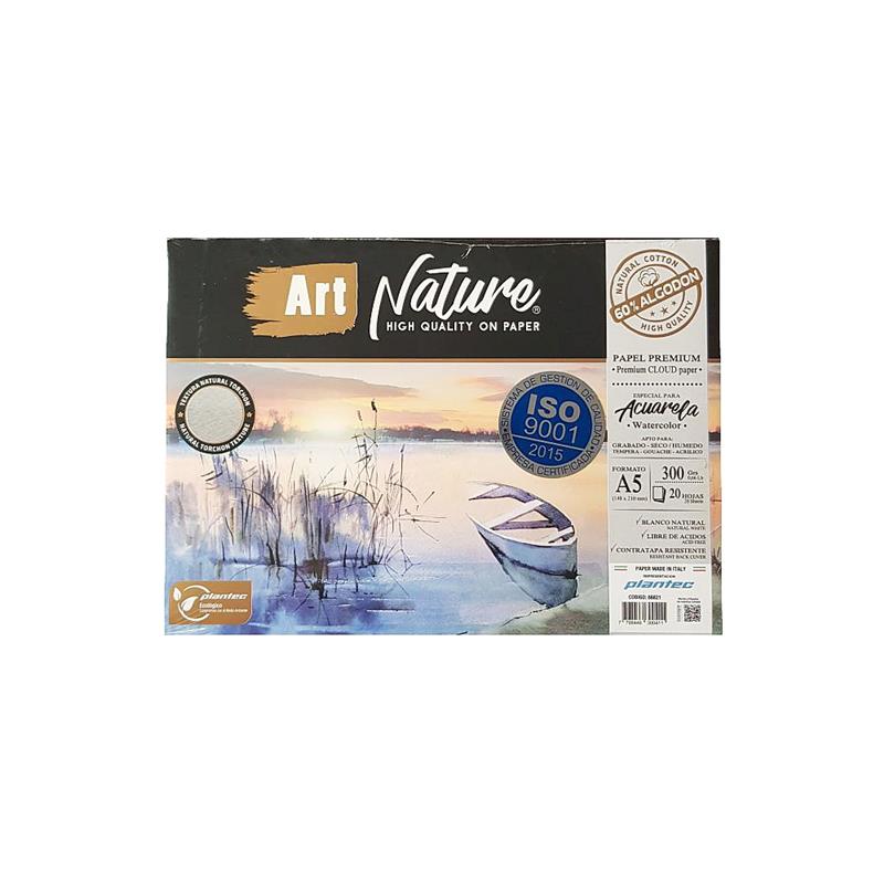 BLOCK PLANTEC ART NATURE de 300 g. A5 x 20 h. 60% Algodón