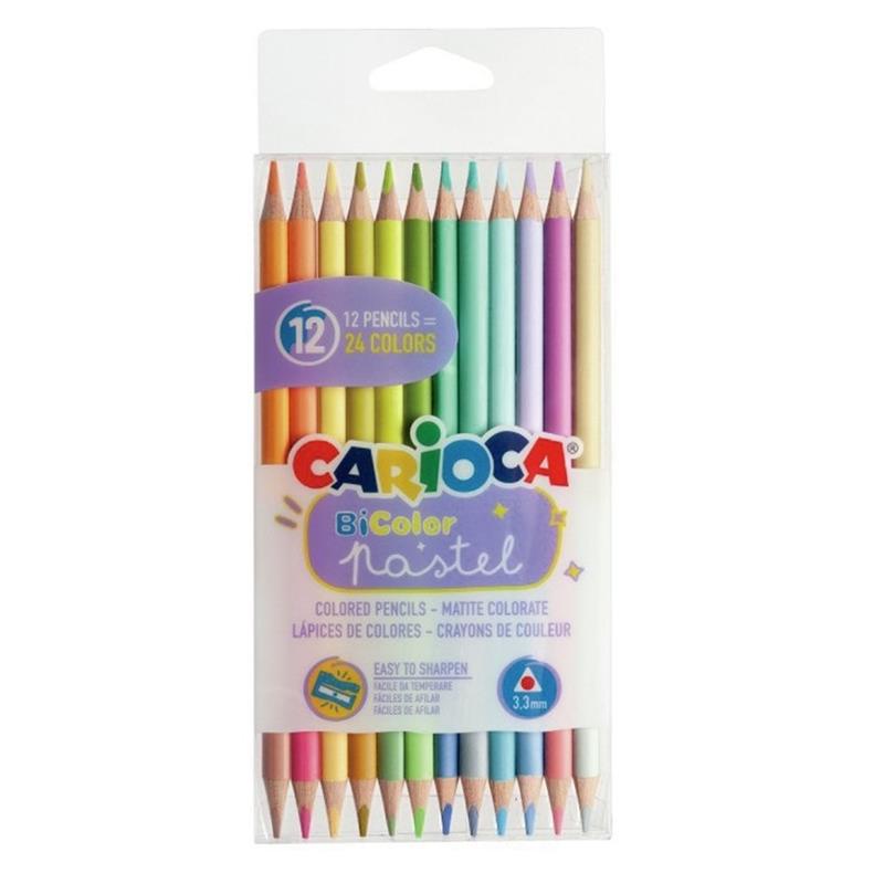 LAPICES CARIOCA PASTEL BICOLOR x 12 u.